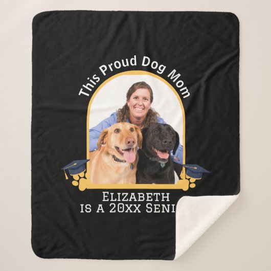 Proud Dog Mum is een Senior - Custom Afstuderen Sherpa Deken (Voorkant)
