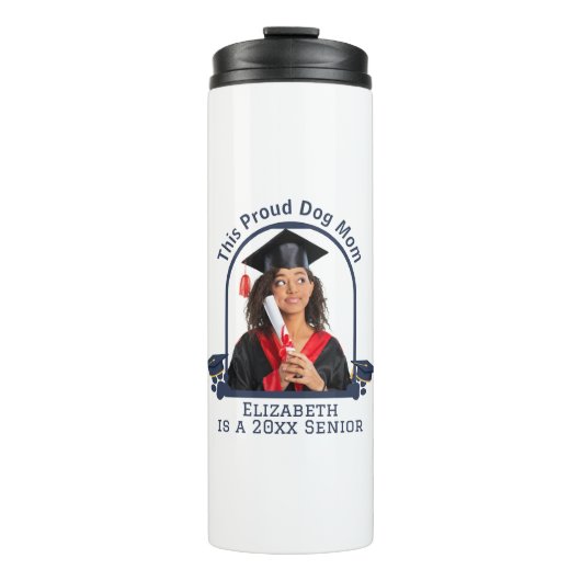 Proud Dog Mum is een Senior - Custom Afstuderen Thermosbeker (Voorkant)