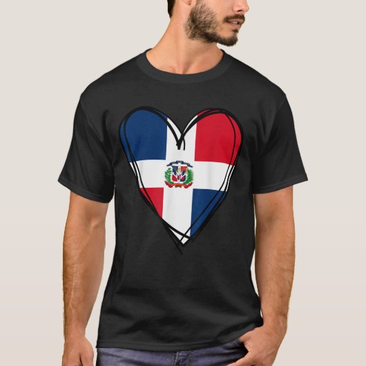 Proud Dominican Boy Girl Aunt Dad Mama Cool Flag H T-shirt (Voorkant)