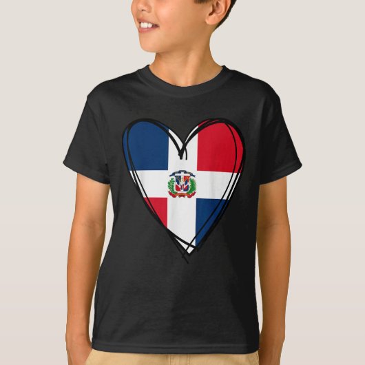 Proud Dominican Boy Girl Aunt Dad Mama Cool Flag H T-shirt (Voorkant)