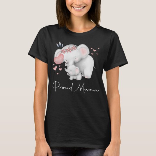 Proud Elephant Mama en Baby Moederdag T-shirt (Voorkant)