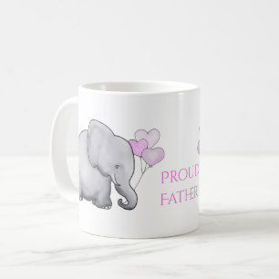 Proud Father Cute Pink Baby Elephant met ballonnen Koffiemok