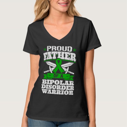 Proud Father Of A Bipolar Disorder Warrior Awarene T-shirt (Voorkant)
