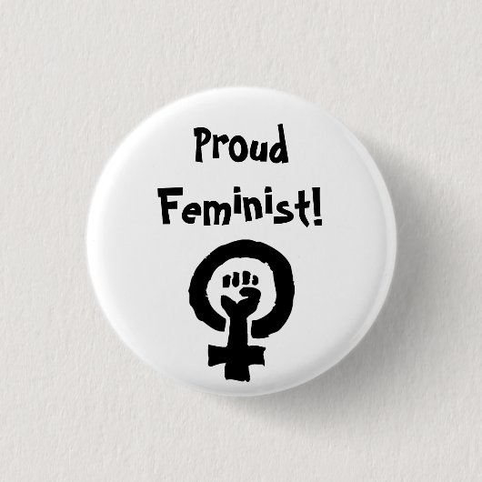Proud Feminist Pin Ronde Button 3,2 Cm (Voorkant)
