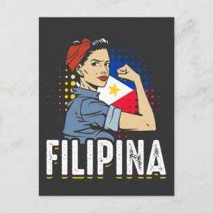 Proud Filipina Woman Girl Filippijnse vlag Briefkaart