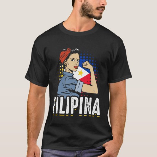 Proud Filipina Woman Girl Filippijnse vlag T-shirt (Voorkant)