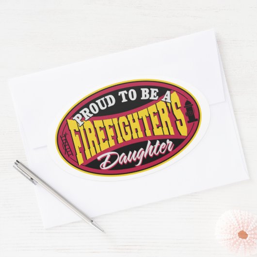 Proud Firefighter Daughter Ovale Sticker (Envelop)