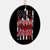 Proud Firefighter mama Red Thin Line American Flag Keramisch Ornament (Rechts)