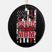 Proud Firefighter mama Red Thin Line American Flag Keramisch Ornament (Links)