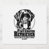 Proud Flat Coated Retriever coolste mensen hond mo Sparkling Wijnetiket (Enkel label)