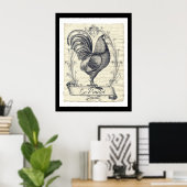 Proud French Rooster La Poulet Art Poster (Thuiskantoor)