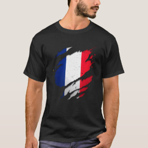 Proud French Torn Ripped France Flag T-shirt
