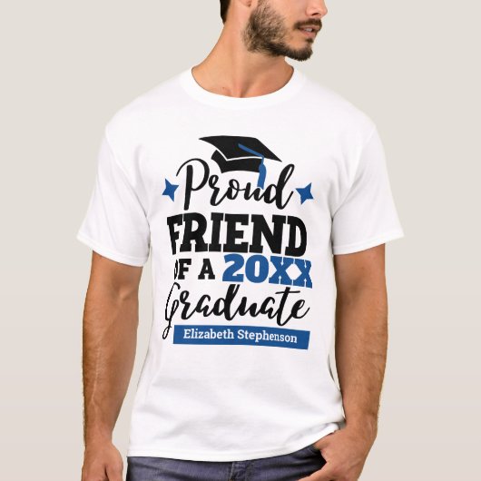 Proud Friend 2022 afstuderen zwarte blauwe tasseln T-shirt (Voorkant)