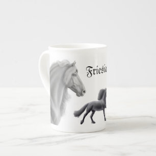 Proud Friesian Horse  Bone China Mok