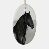 Proud Friesian zwarte hengst Keramisch Ornament (Rechts)