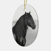 Proud Friesian zwarte hengst Keramisch Ornament (Links)
