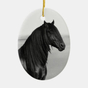 Proud Friesian zwarte hengst Keramisch Ornament