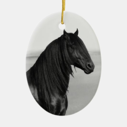 Proud Friesian zwarte hengst Keramisch Ornament (Voorkant)
