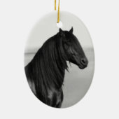 Proud Friesian zwarte hengst Keramisch Ornament (Achterkant)
