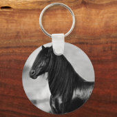 Proud Friesian zwarte hengst Sleutelhanger (Voorkant)