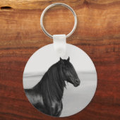 Proud Friesian zwarte hengst Sleutelhanger (Voorkant)
