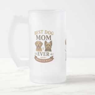 Proud Fur Mama Gift met Labrador en Yorkie 16oz Matglas Bierpul