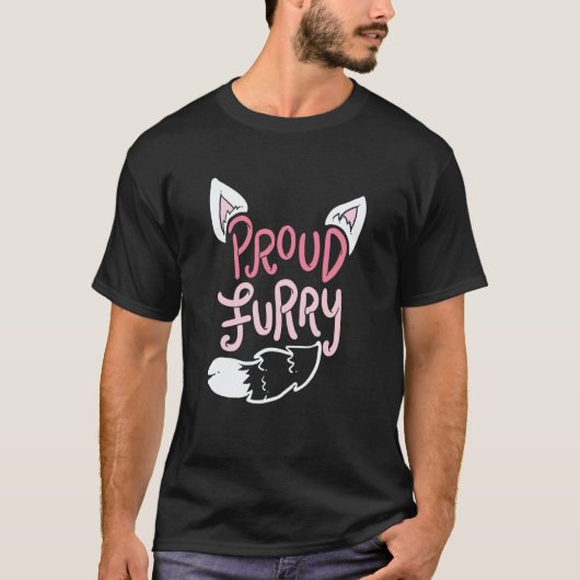 Proud Furry Tail and Ears Cosplay T-shirt (Voorkant)