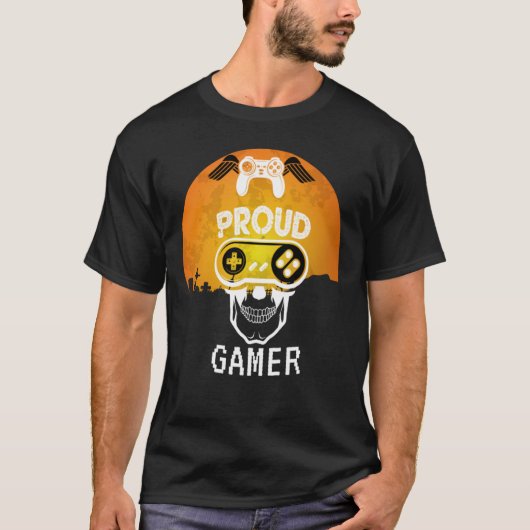 PROUD GAMER - HALLOWEEN GAMNERD NERD T-SHIRT (Voorkant)