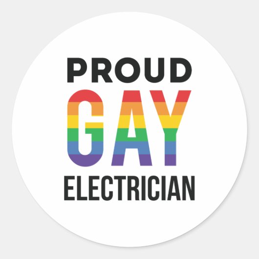 Proud Gay Electricia LGBTQ Pride Month Ronde Sticker (Voorkant)
