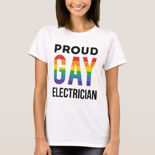 Proud Gay Electricia LGBTQ Pride Month T-shirt (Voorkant)