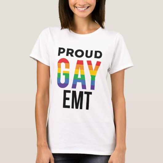 Proud Gay EMT Emergency Medical Technicus T-shirt (Voorkant)