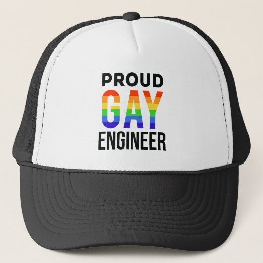 Proud Gay Engineer Pride Month Engineering Afstude Trucker Pet (Voorkant)