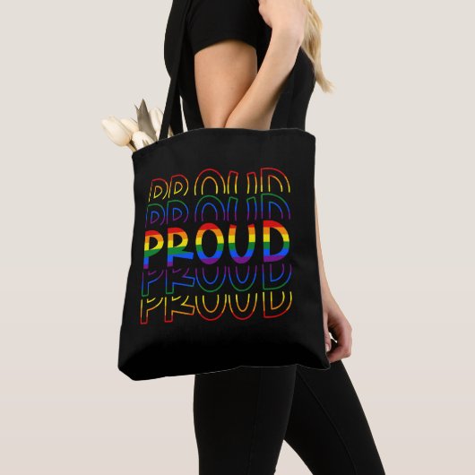 PROUD Gay Pride LGBT Black Tote Bag (Dichtbij)