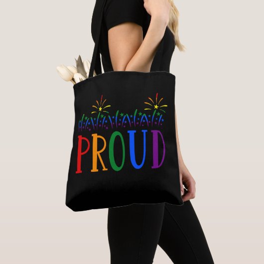 PROUD Gay Pride LGBT vuurwerk zwart Tote Bag (Dichtbij)