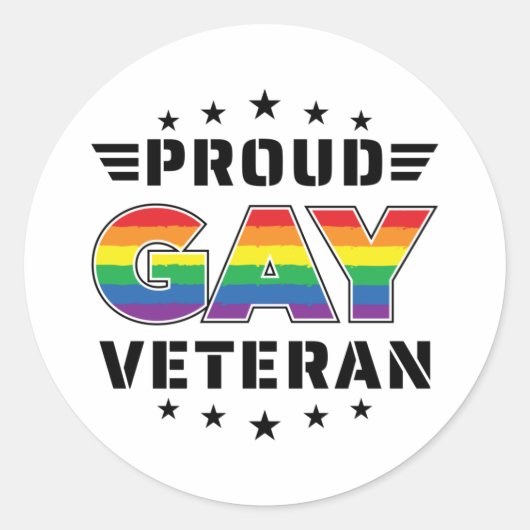Proud Gay Veteran Pride Month Veteran Dag Ronde Sticker (Voorkant)