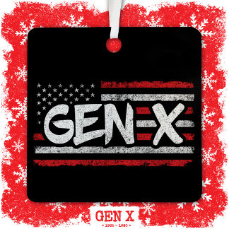 Proud Gen Xer Generation X Amerikaanse vlag Gen X Metalen Ornament