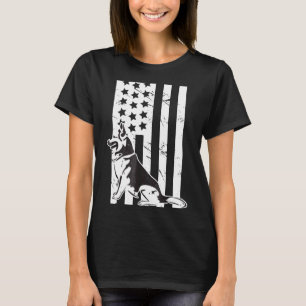 Proud German Shepherd Dog American Flag T-shirt