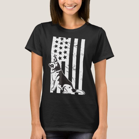 Proud German Shepherd Dog American Flag T-shirt (Voorkant)