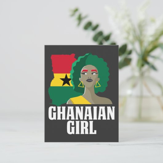 Proud Ghana Girl Flag West-Afrika Briefkaart (Staand voorkant)