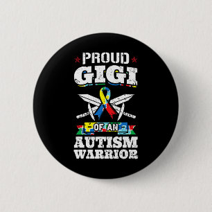Proud Gigi van een Autism Warrior Awareness Ribbon Ronde Button 5,7 Cm