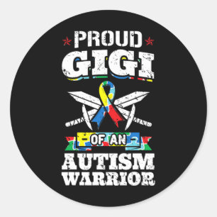 Proud Gigi van een Autism Warrior Awareness Ribbon Ronde Sticker