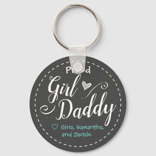 Proud Girl Papa, gepersonaliseerd Sleutelhanger (Voorkant)