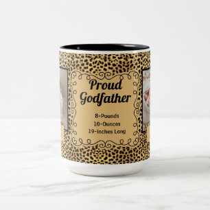 Proud Godfather Cheetah Animal Print Baby Foto Tweekleurige Koffiemok