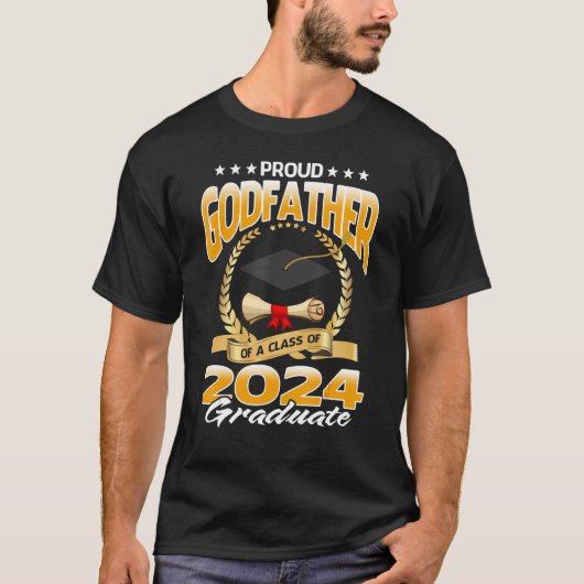 Proud Godfather van een klasse van 2024 Afstuderen T-shirt (Voorkant)