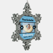 Proud Godmoeder Blue-kerstfoto Tin Sneeuwvlok Ornament (Links)