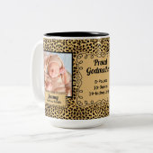 Proud Godmoeder Cheetah Animal Print Baby Foto's Tweekleurige Koffiemok (Voorkant links)