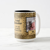 Proud Godmoeder Cheetah Animal Print Baby Foto's Tweekleurige Koffiemok (Voorkant rechts)