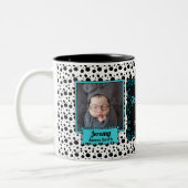 Proud Godmoeder Dalmatian Black and White Photo Tweekleurige Koffiemok (Links)