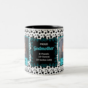 Proud Godmoeder Dalmatian Black and White Photo Tweekleurige Koffiemok