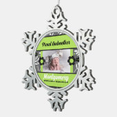 Proud Godmoeder Green en Grey Photo Tin Sneeuwvlok Ornament (Rechts)